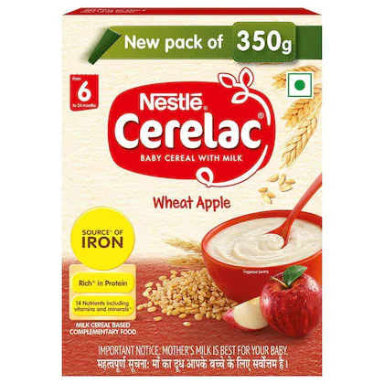 Nestle Cerelac Stage 1 Baby Cereal with Milk (6-24 Months, Wheat & apple)